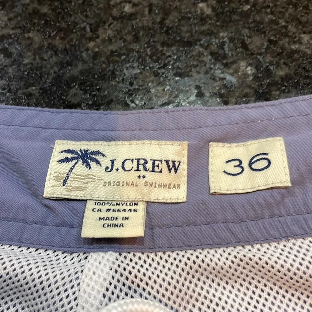 J.Crew Men’s Swim Trunks Size 36 Blue Red Stripe Board Shorts Quick Dry